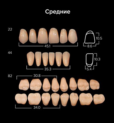 Зубы акриловые ANIS 2-х слойные А1 размер 22 (22, 44, 82 верх, 82 низ) 560шт, АНИС