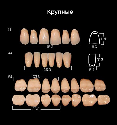 Зубы акриловые ANIS 2-х слойные А1 размер 22 (22, 44, 82 верх, 82 низ) 560шт, АНИС