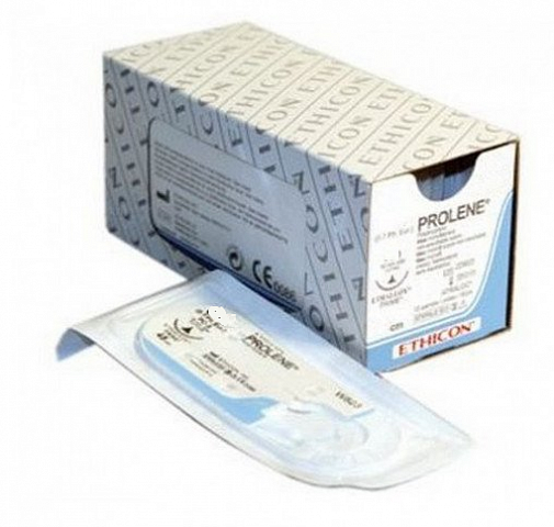 Пролен (Prolene) 4-0 (12шт, 90см/кол./17мм/1/2), W8557, Jh@Jh
