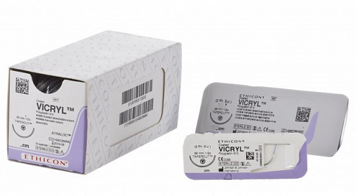 Викрил (Vicryl) 3/0 (12шт, 75см, 26мм, 1/2, колющая), W9120, Jh@Jh