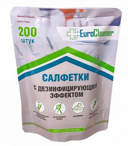 Салфетки дезинфицир. в блоках ЕВРОКЛИНЕР, 200шт, EuroType